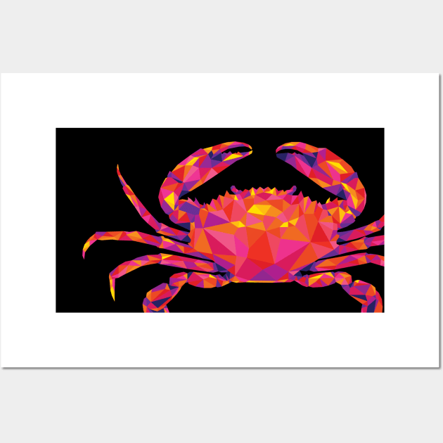 Warm Colors Geometric Crab Wall Art by polliadesign